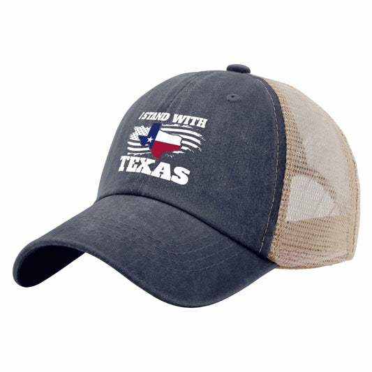 Beafoliya Texas Flag Trucker Hat Women Mesh Baseball Cap Purplish Blue