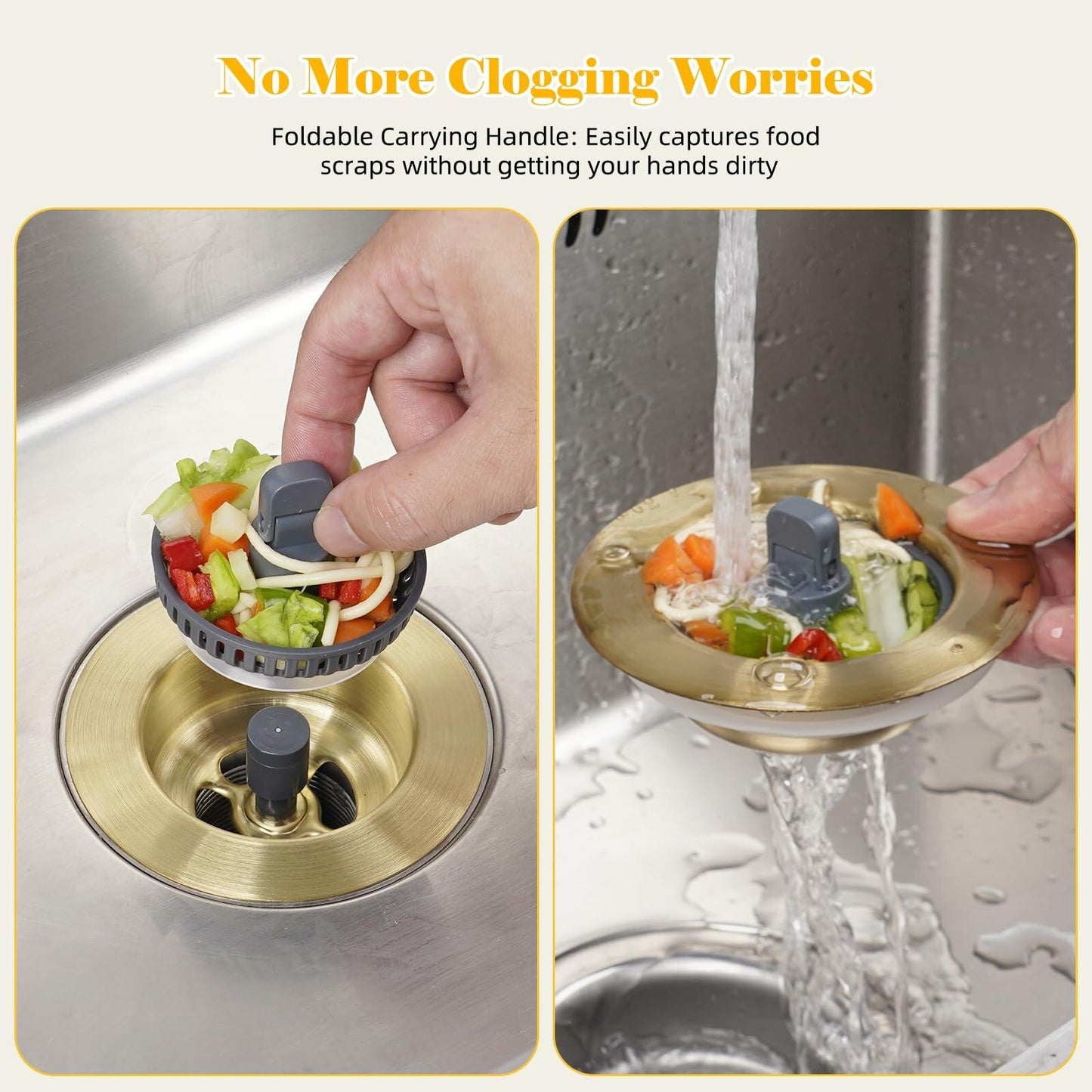 3-in-1 Kitchen Sink Drain Strainer Stopper Stainless Steel Chrome 3-1/2 Inch