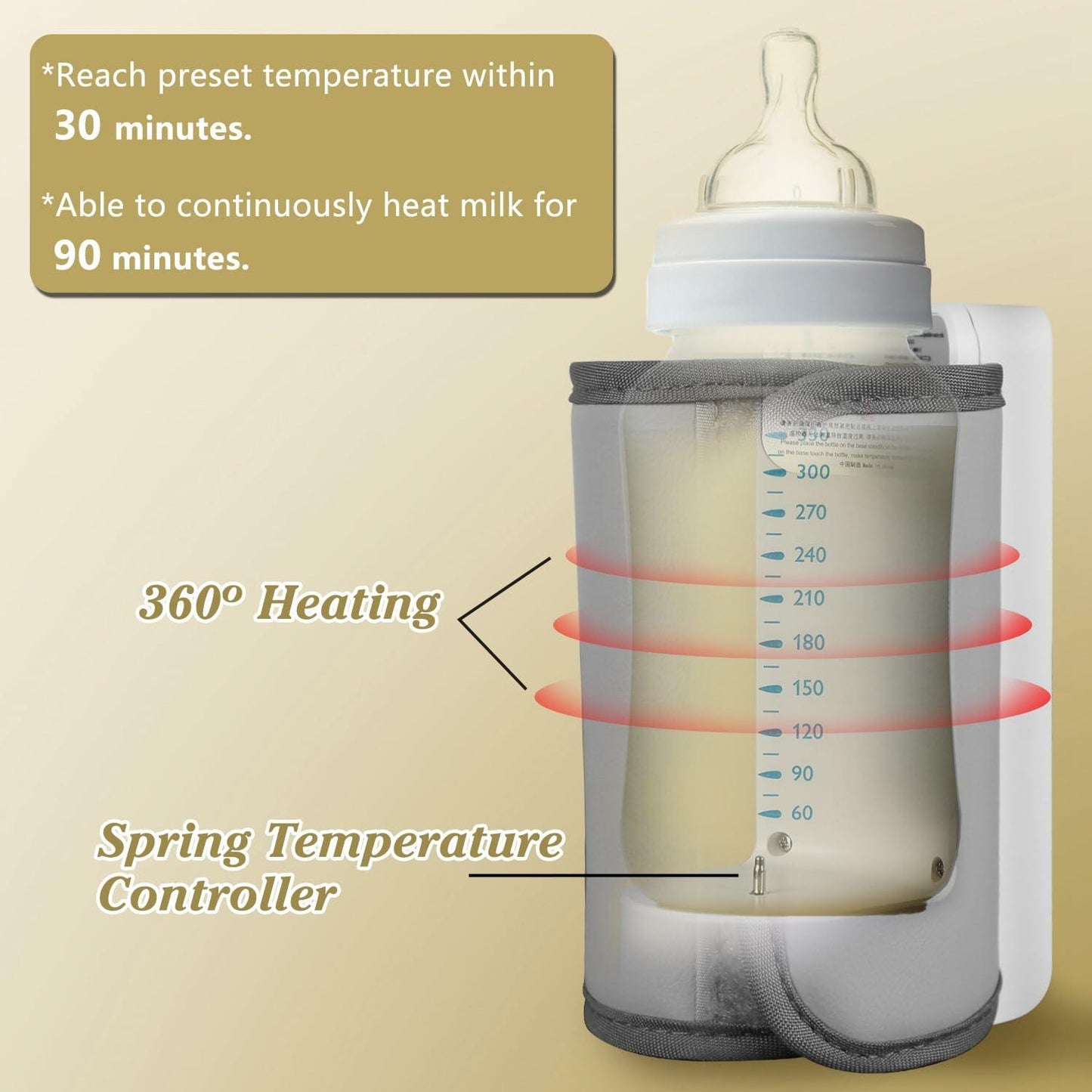 KOCASO Portable Baby Bottle Warmer USB Rechargeable Travel Milk Warmer 6 Levels