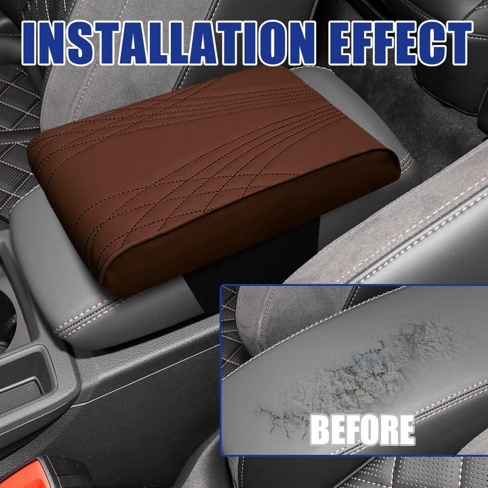 RGOAANC Car Console Armrest Cover Leather Memory Foam 12.6x8.5 Universal