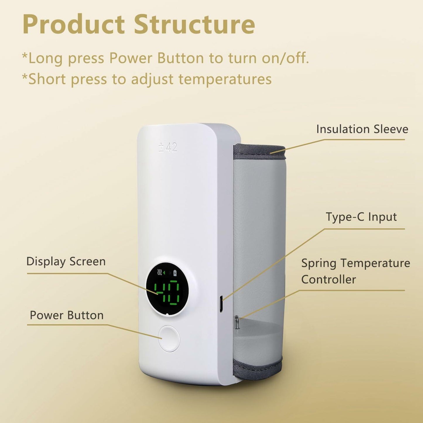 KOCASO Portable Baby Bottle Warmer USB Rechargeable Travel Milk Warmer 6 Levels