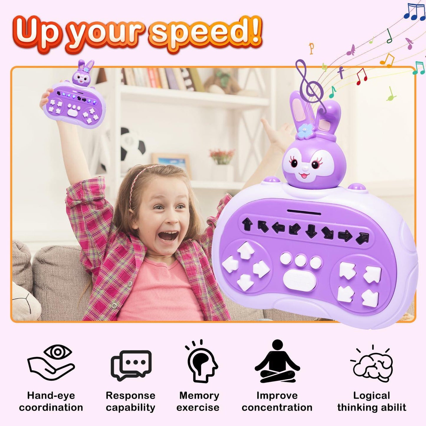 Hand-Held Rhythm Master Dance Machine Educational Toy Purple Bunny Kids 3-12