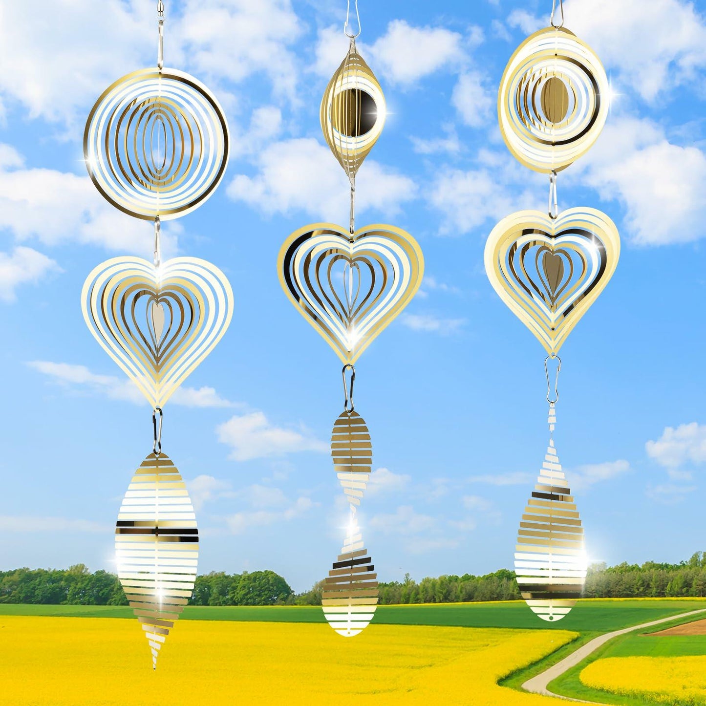 3D Metal Bird Scare Discs Set Double-Sided Reflectors Outdoor Garden Decor