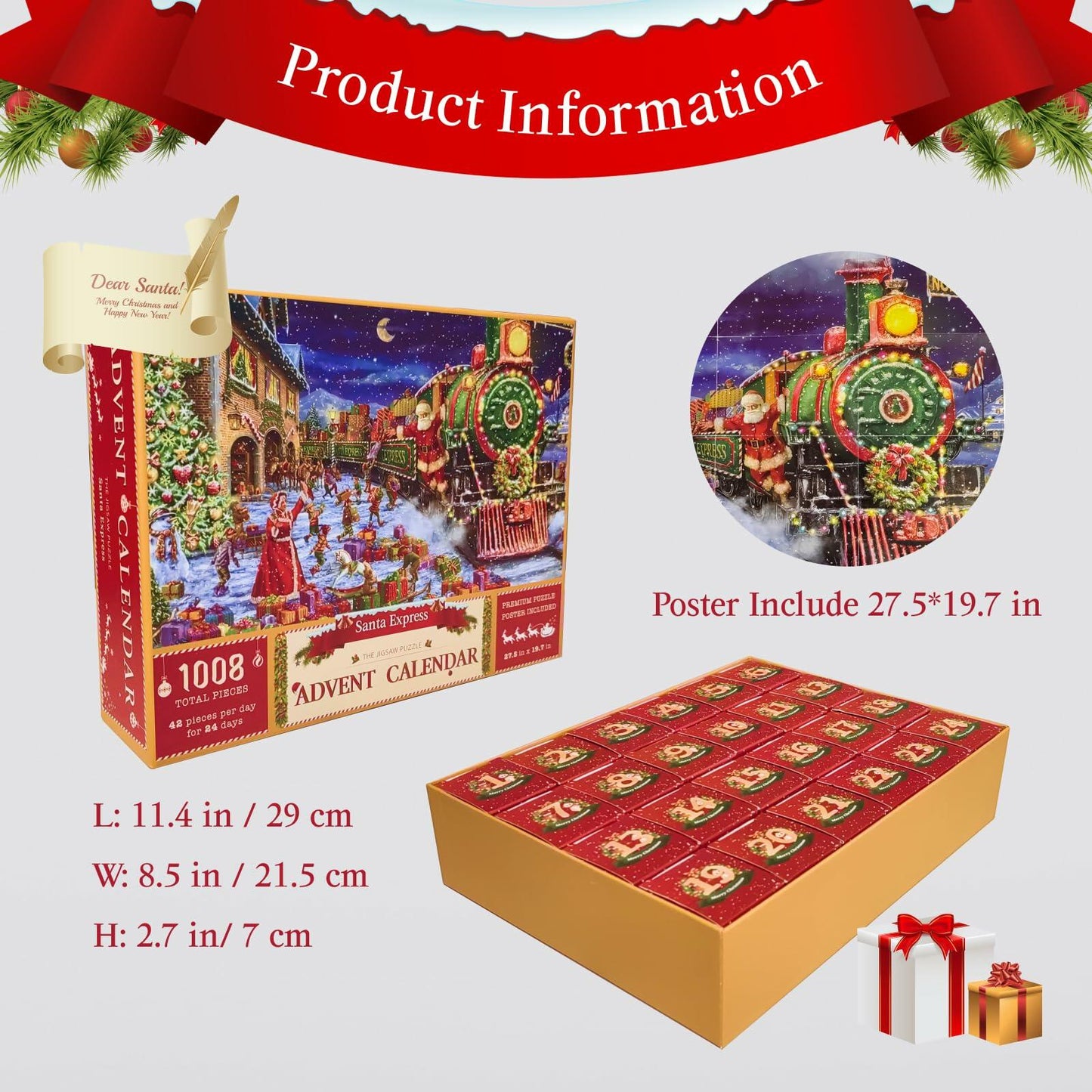 Advent Calendar Christmas Puzzle 1008pcs 24 Days Countdown