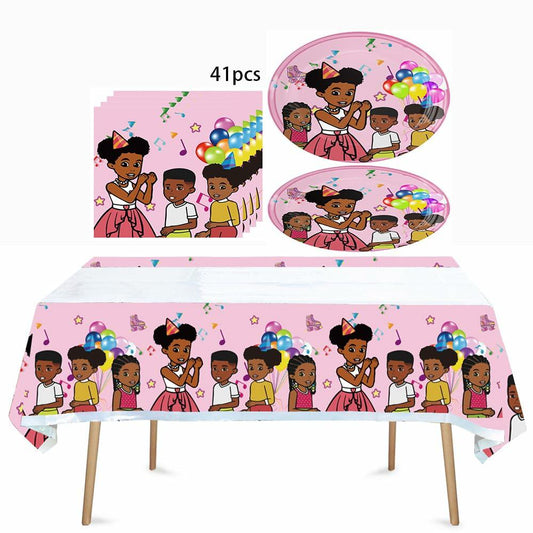 41pcs Children Party Supplies 20 Plates Napkins Tablecloth Birthday Decor