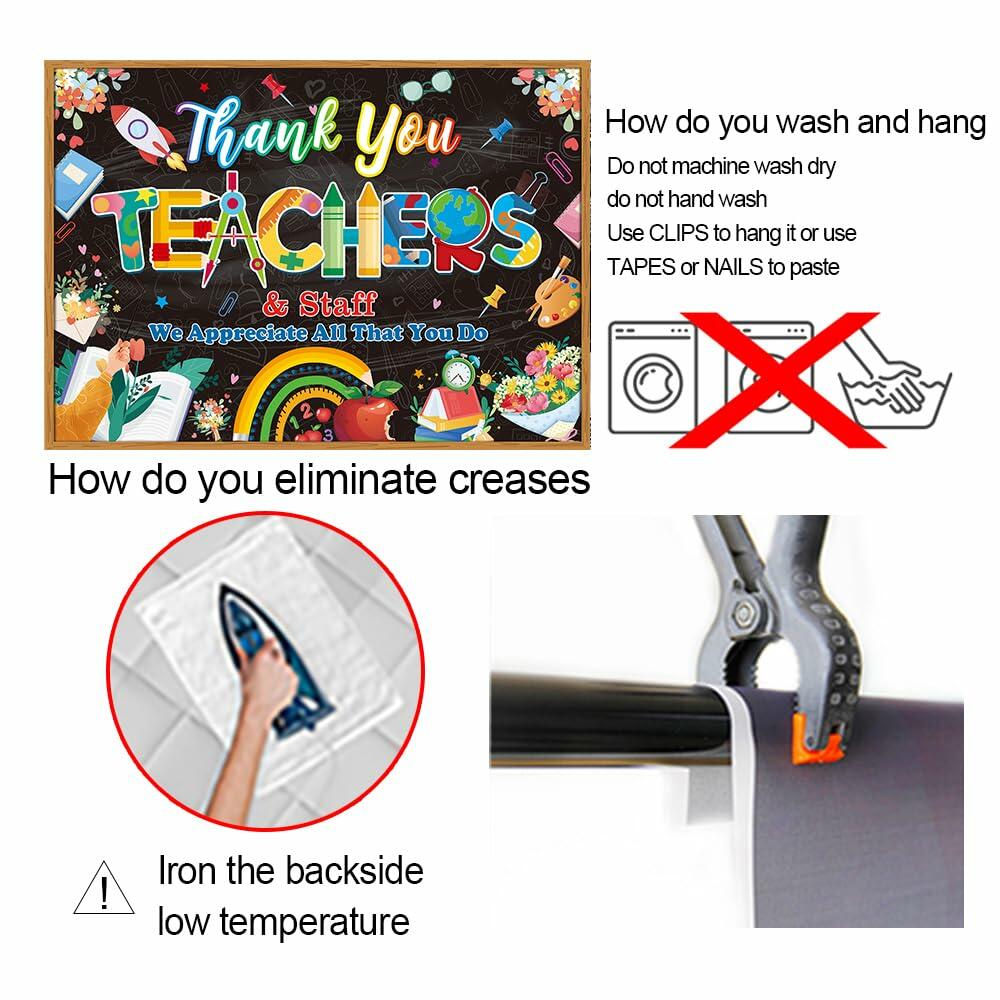 Thank You Teachers Backdrop 6x4FT Teacher Appreciation Banner Blue