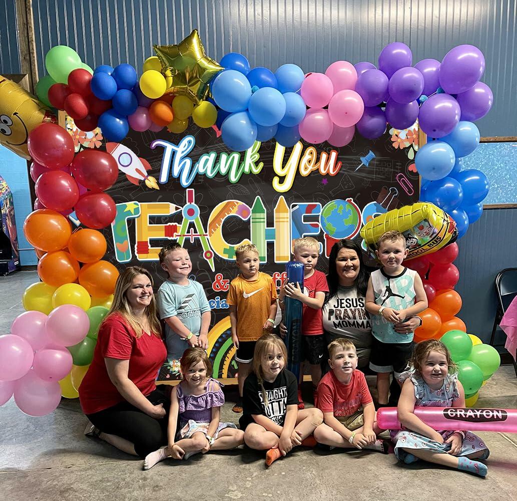 Thank You Teachers Backdrop 6x4FT Teacher Appreciation Banner Blue