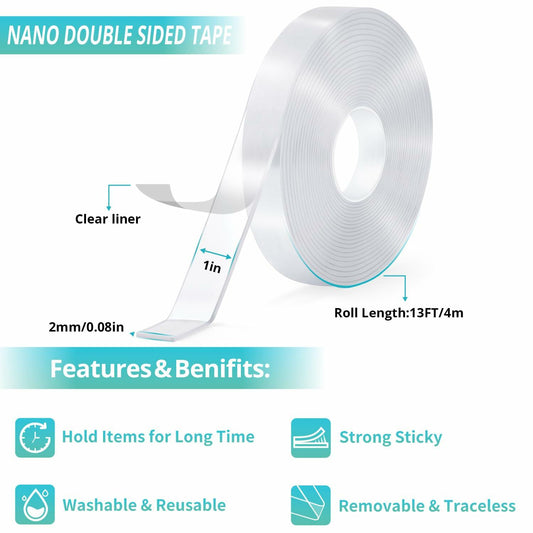ZhiYo Double Sided Heavy Duty Transparent Mounting Tape 13'x1"