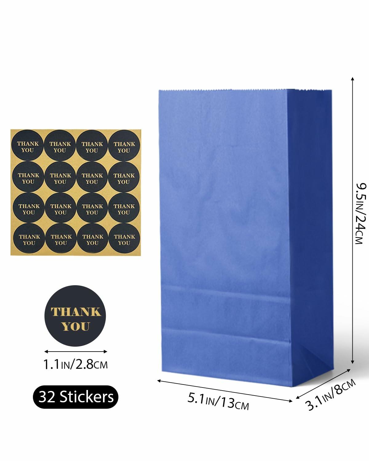 qiqee 32Pcs Treat Paper Bags Mini Snack 5.1x3.1x9.4in Rainbow Colors