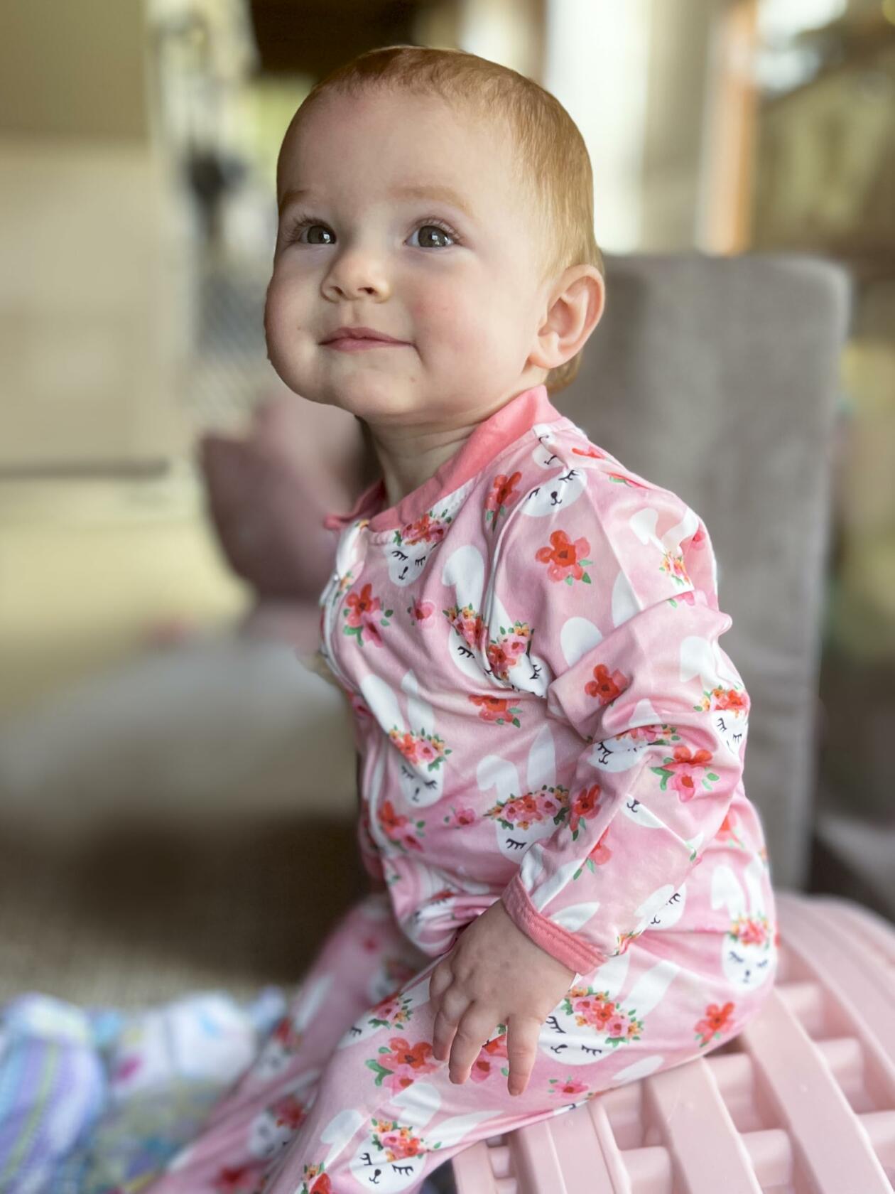 uideazone Baby Girl Bunny Footed Pajamas Pink Long Sleeve Pjs Size 9-12M