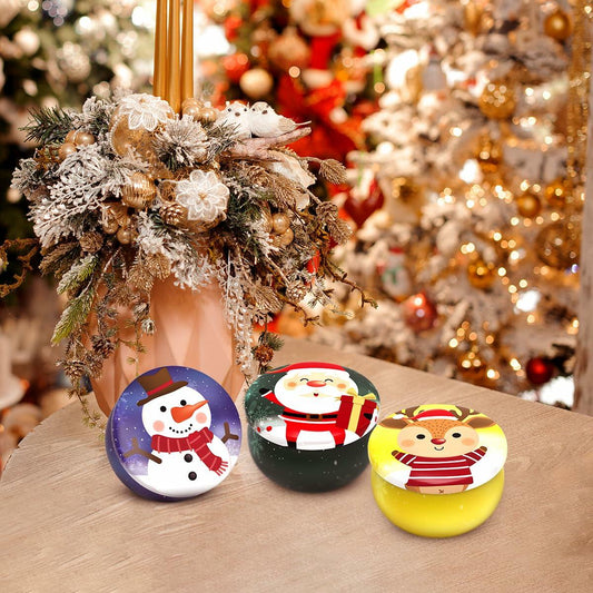 Christmas Scented Candle Set 3 Pack Soy Apple Cinnamon Cedar Vanilla 2.5oz