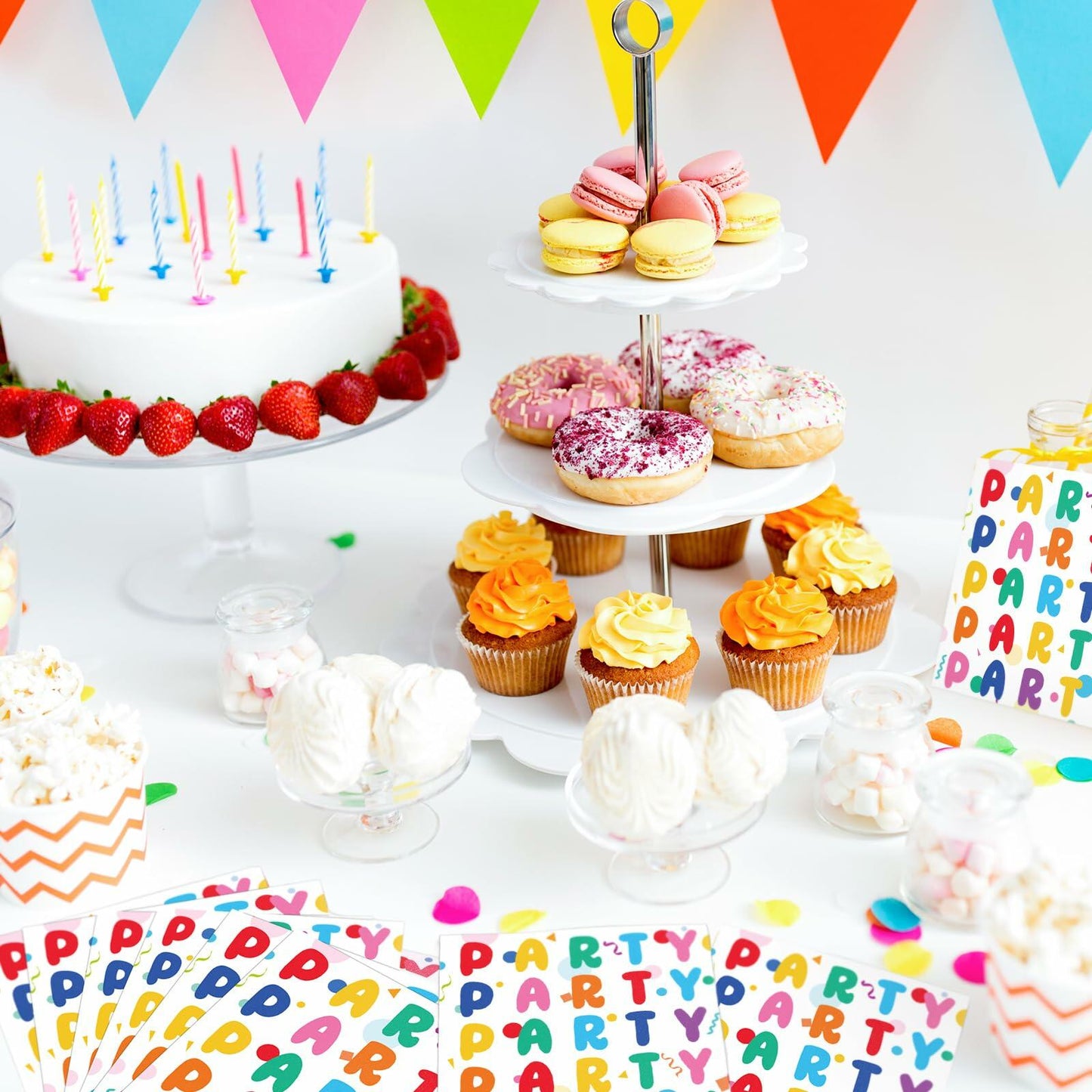 MotiMind 100 Pcs Rainbow Disposable Party Napkins Birthday Supplies