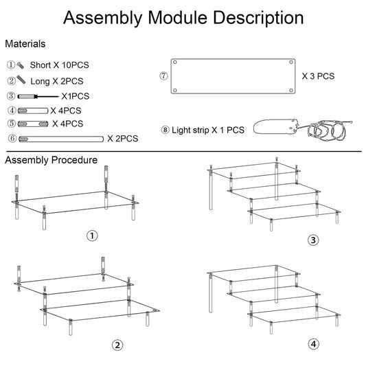 TECHSHARE Clear Acrylic 3-Tier Display Stand Organizer Transparent