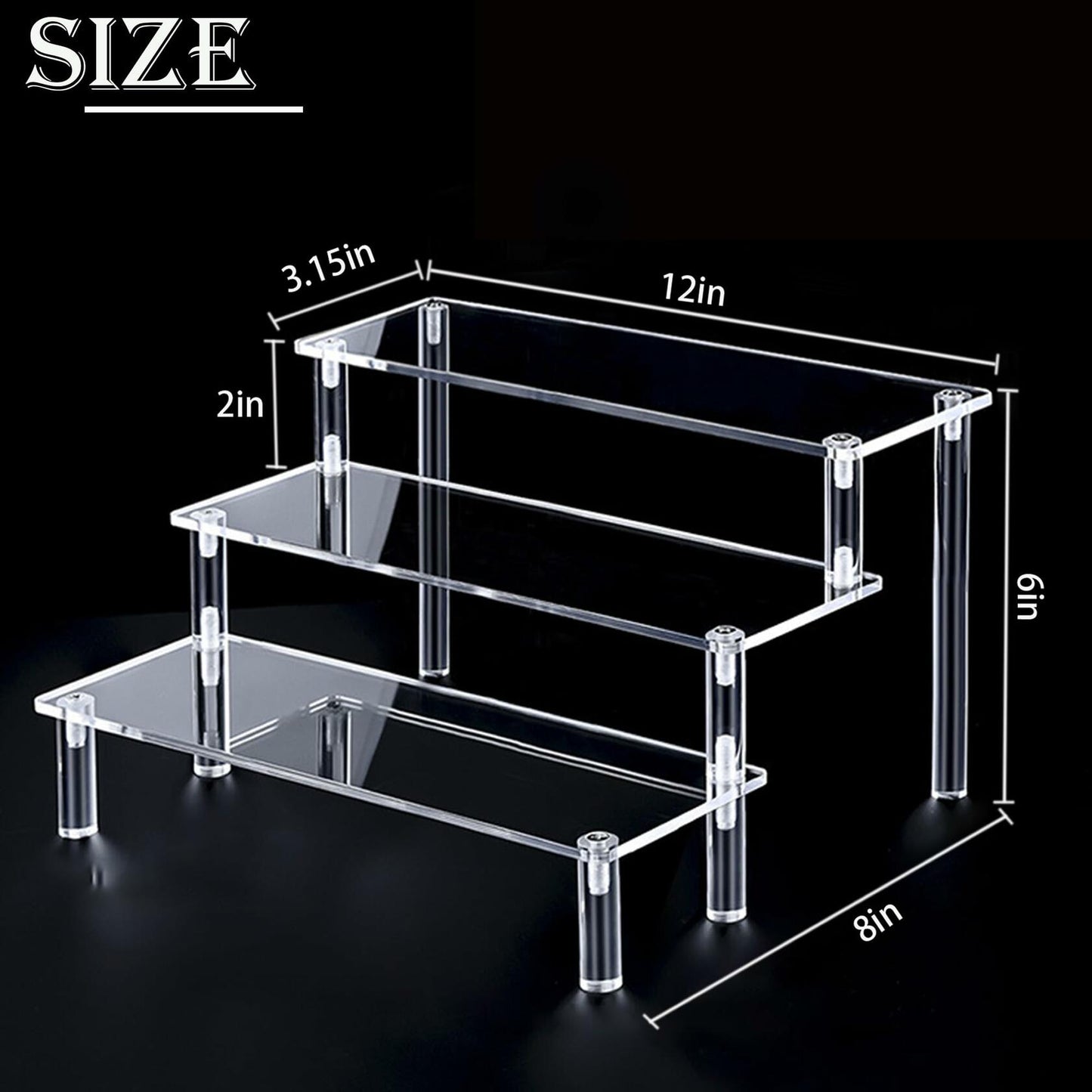 TECHSHARE Clear Acrylic 3-Tier Display Stand Organizer Transparent