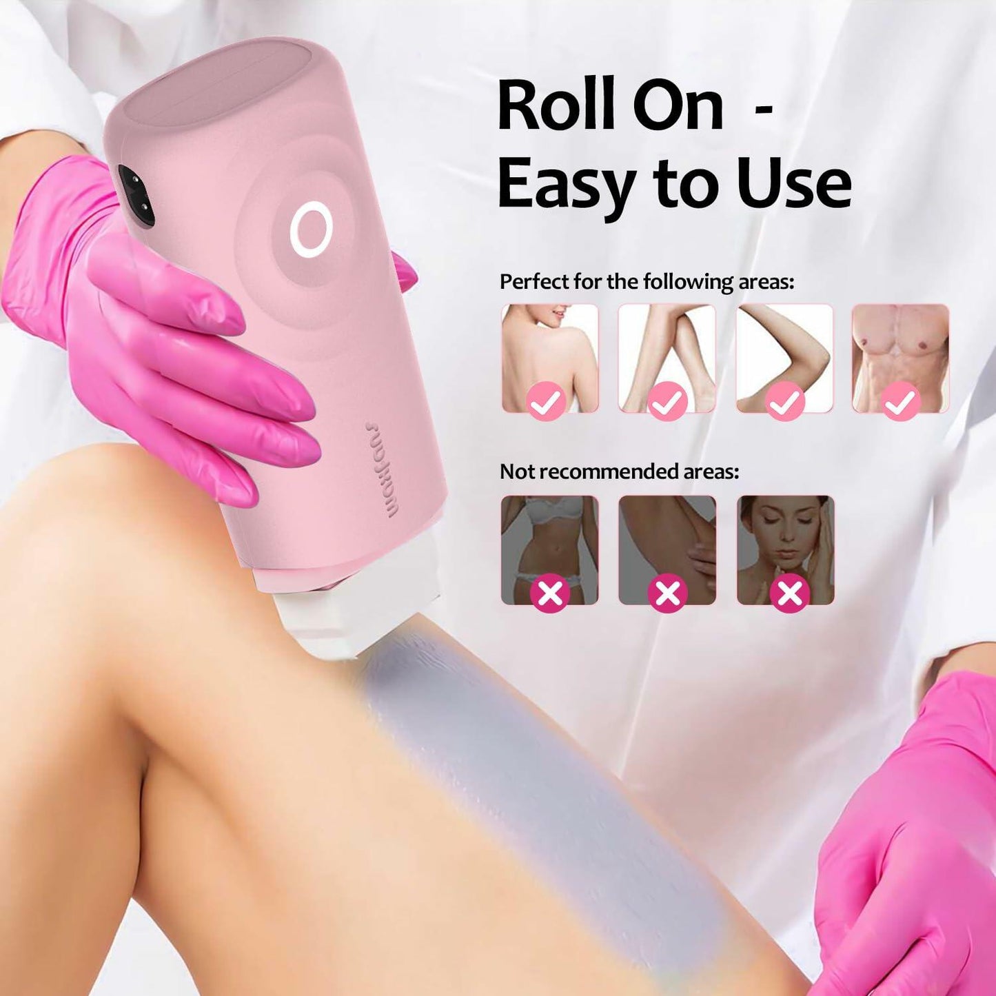 Roll on Waxing Kit for Women with 2 Cartridges & 50 Wax Strips All Skin Types