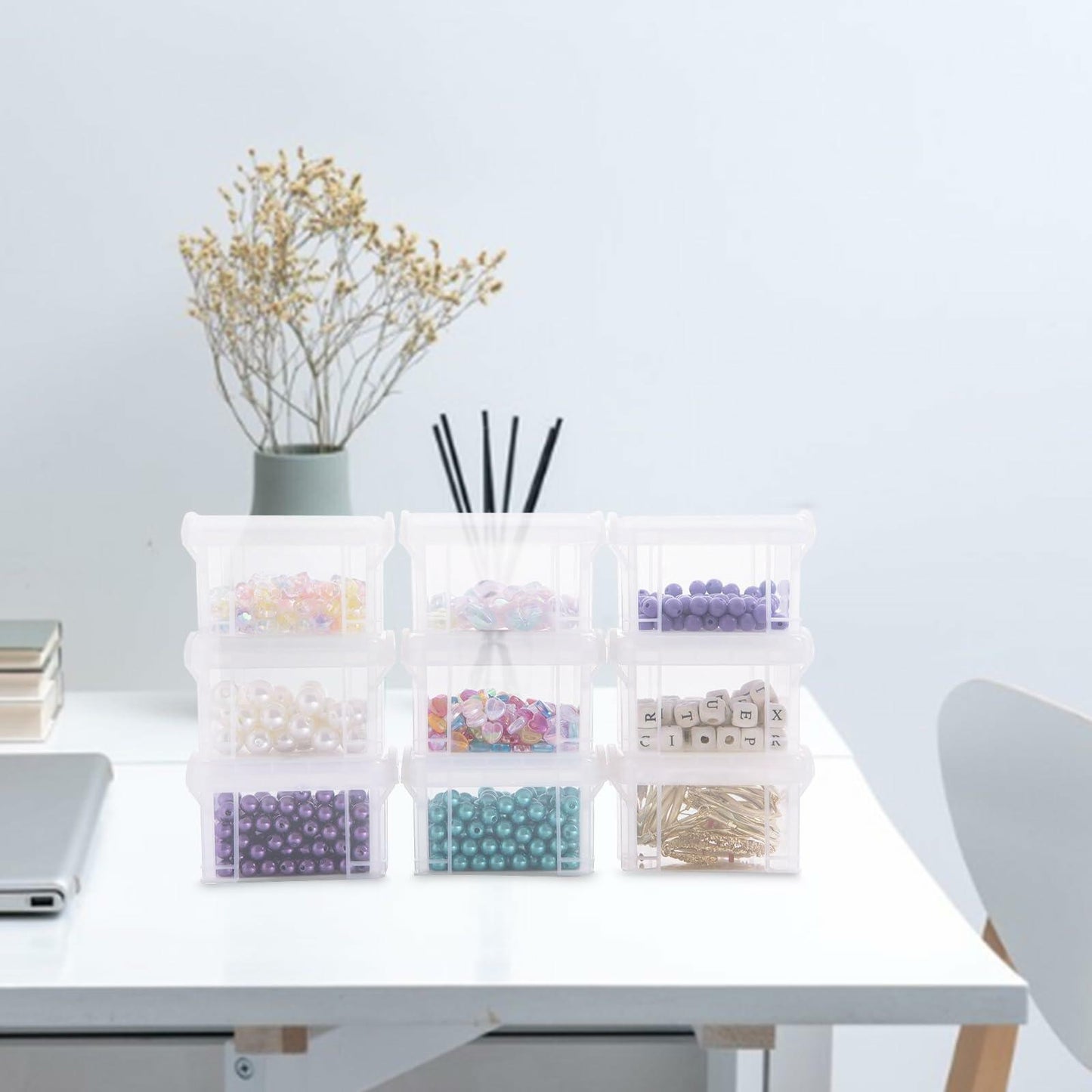 GBACHOOSE 20PCS Small Stackable Storage Containers with Lids 3.5x2.5x2"