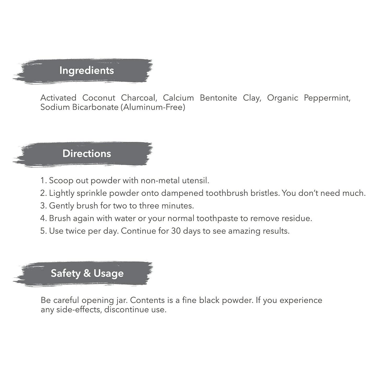 BestBy01/25 Activated Charcoal Powder Teeth Whitener with Bamboo Toothbrush USA