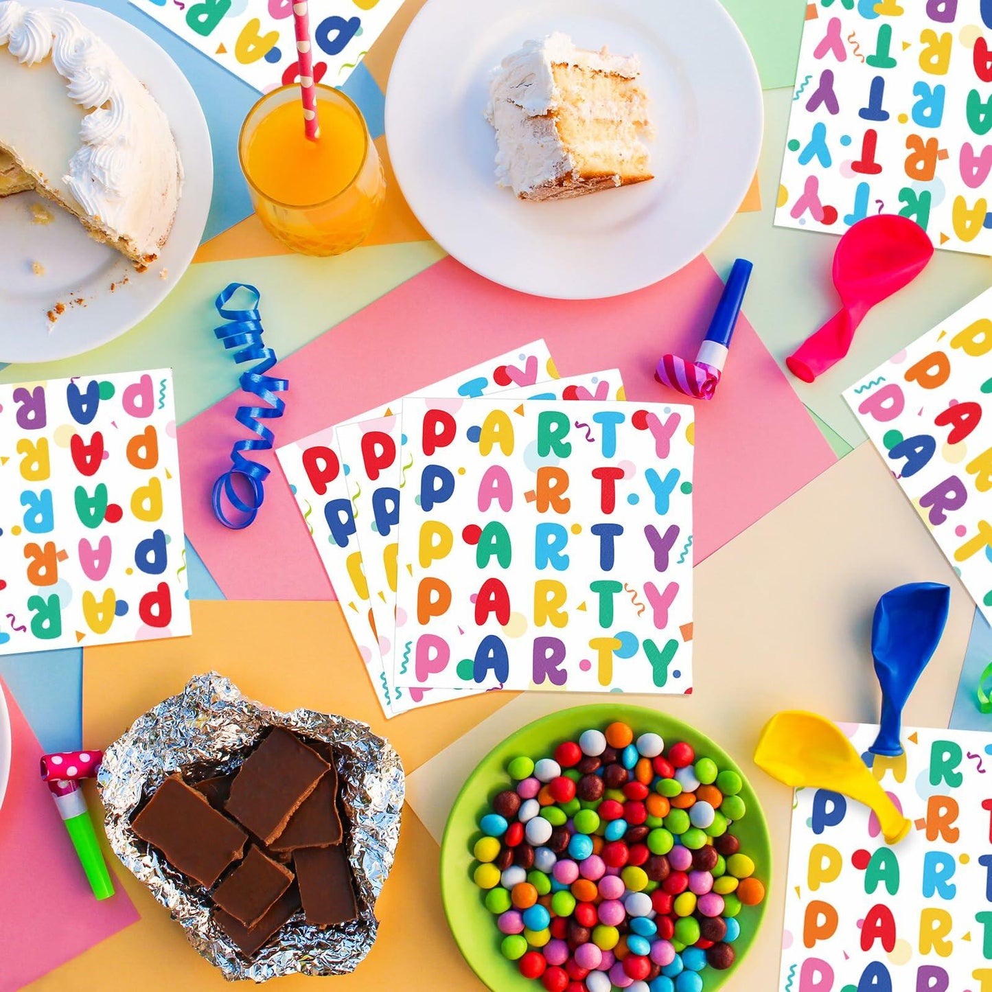 MotiMind 100 Pcs Rainbow Disposable Party Napkins Birthday Supplies