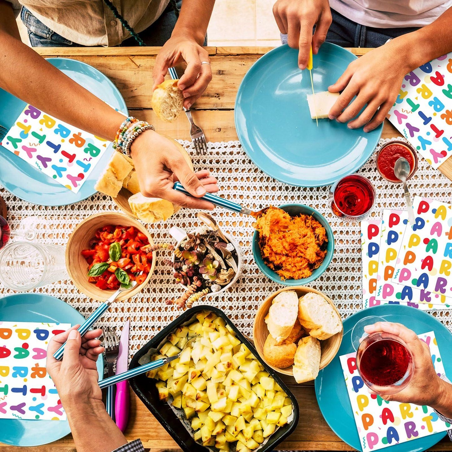 MotiMind 100 Pcs Rainbow Disposable Party Napkins Birthday Supplies