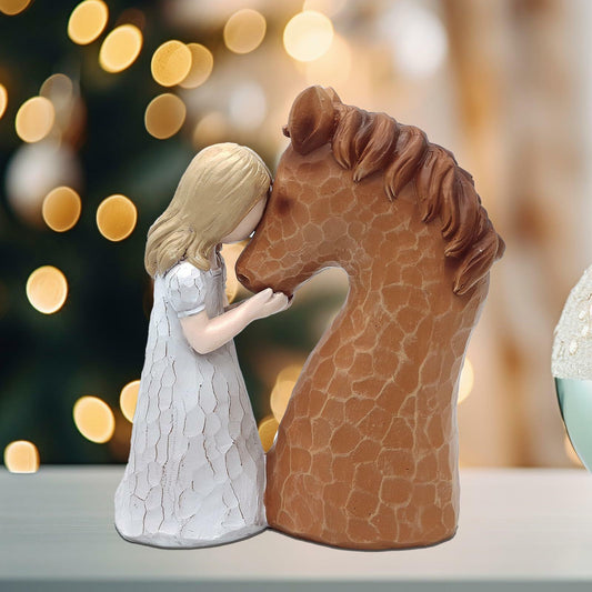 Horse Gifts Girl Embrace Horse Figurine Statue Home Decor Keepsake