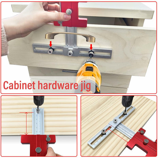 TOURACE Cabinet Handle Jig Aluminum Template Tool Red Woodworking Ruler