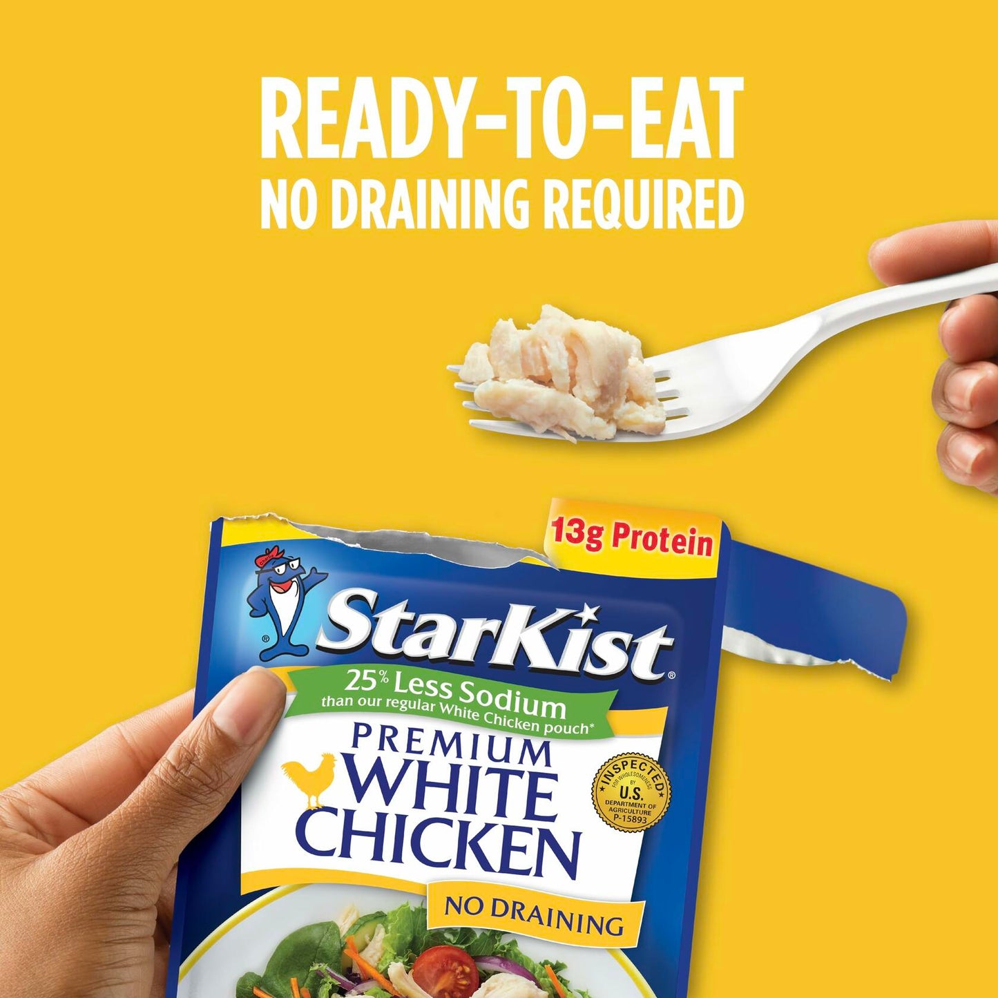 StarKist Less Sodium Premium White Chicken 2.6oz Pouch Pack of 12