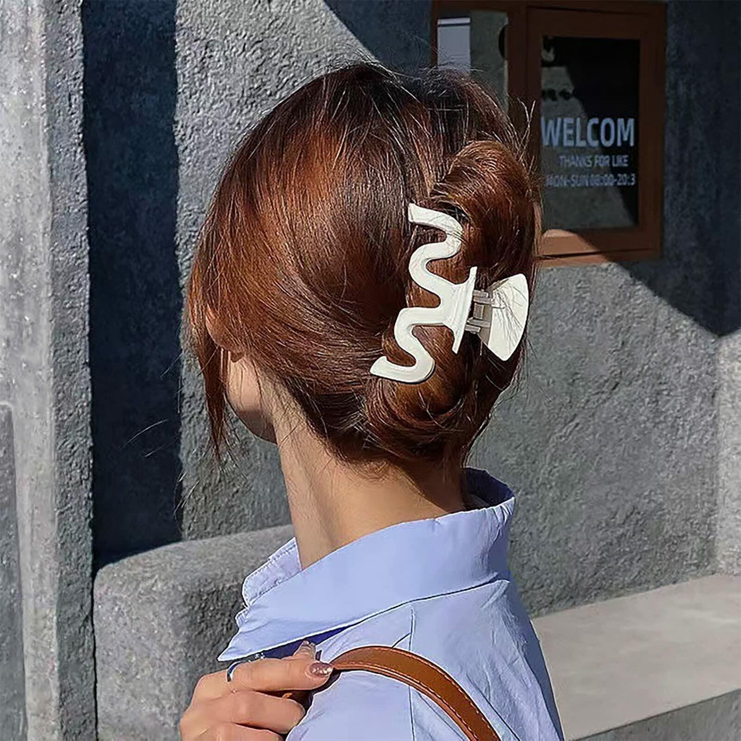 Yexnum 6pcs Acrylic Wavy Claw Hair Clips for Women Thick Thin Curly Hair