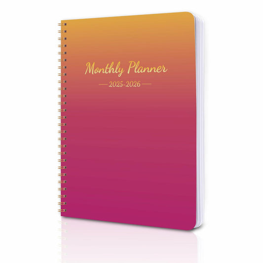 DOURA 2025-2026 Monthly Planner 24 Months 7x9.5 Pinkish-Orange Waterproof Cover