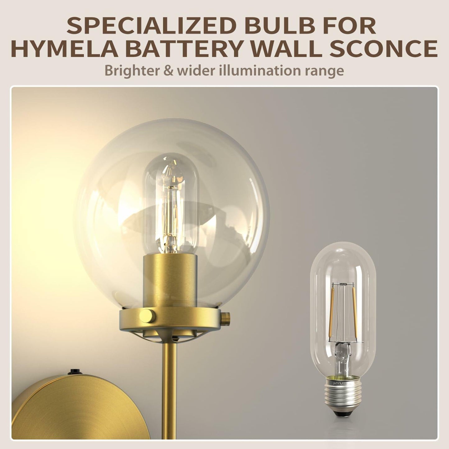 HYMELA C02 Battery Operated Wall Sconce Clear Glass Shade Black Bulb Included