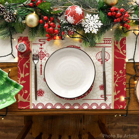 Artoid Mode Zodiac Snake 2025 Placemats Set of 4 12x18in Lunar Table Mats