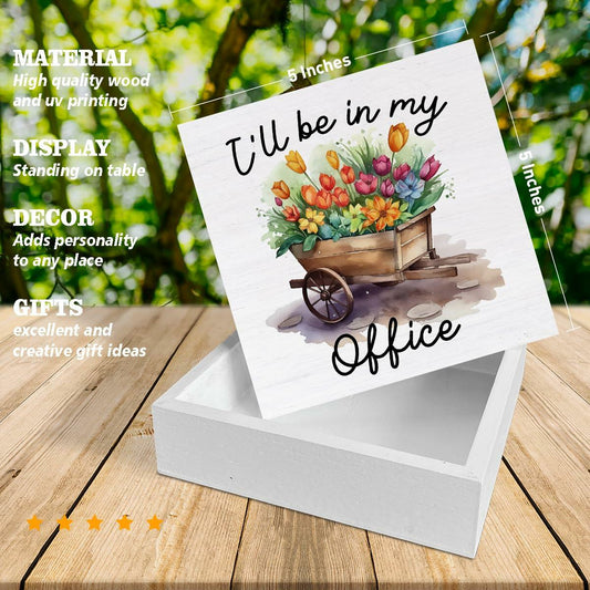 Rustic Welcome Spring Wood Block Sign Farmhouse Decor 5x5 Inches