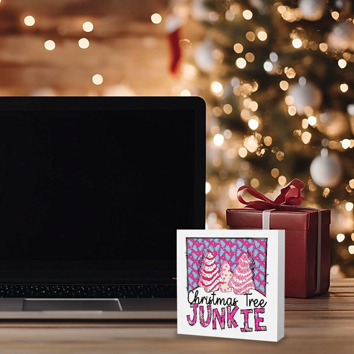 Pink Christmas Tree Decorations Funny Merry Xmas Decor 5x5 inches