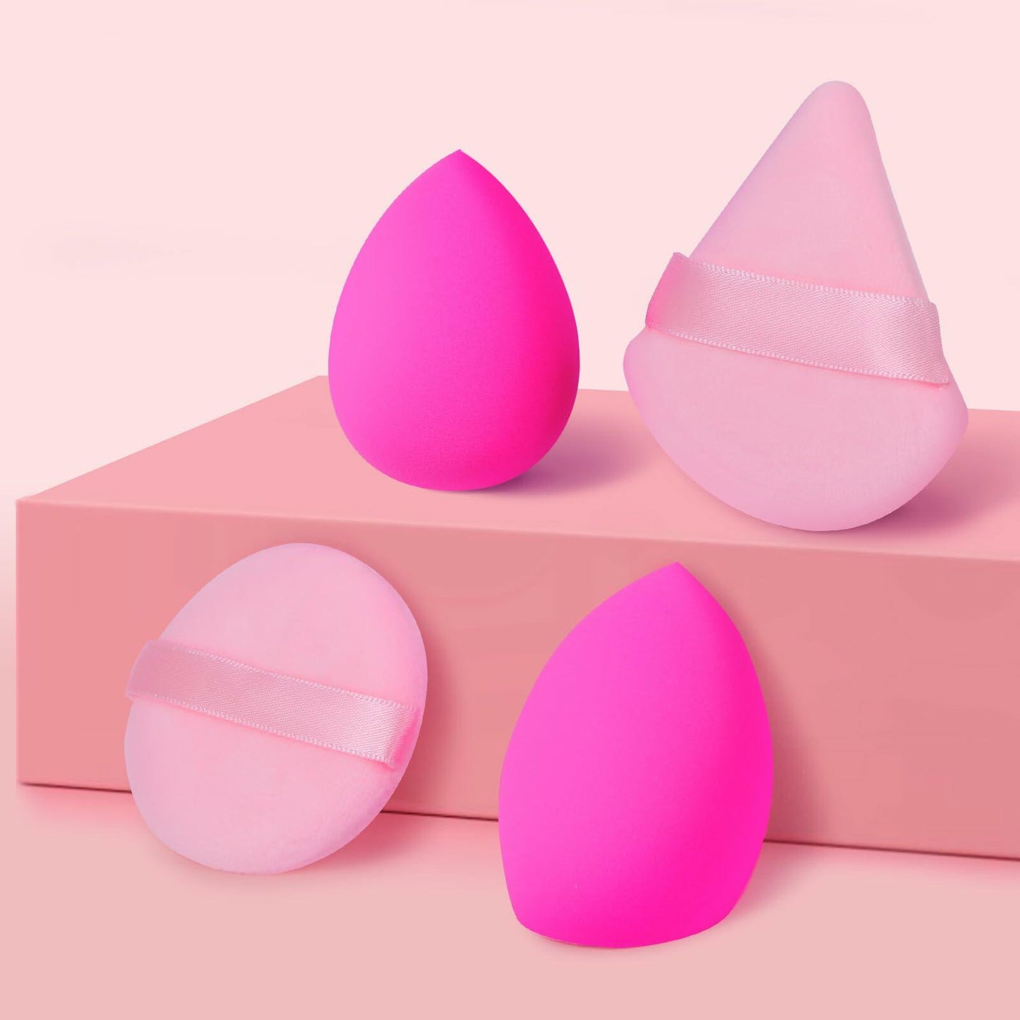 YutimeAura Makeup Brushes Set with Sponges Puff Pink Foundation Powder Contour