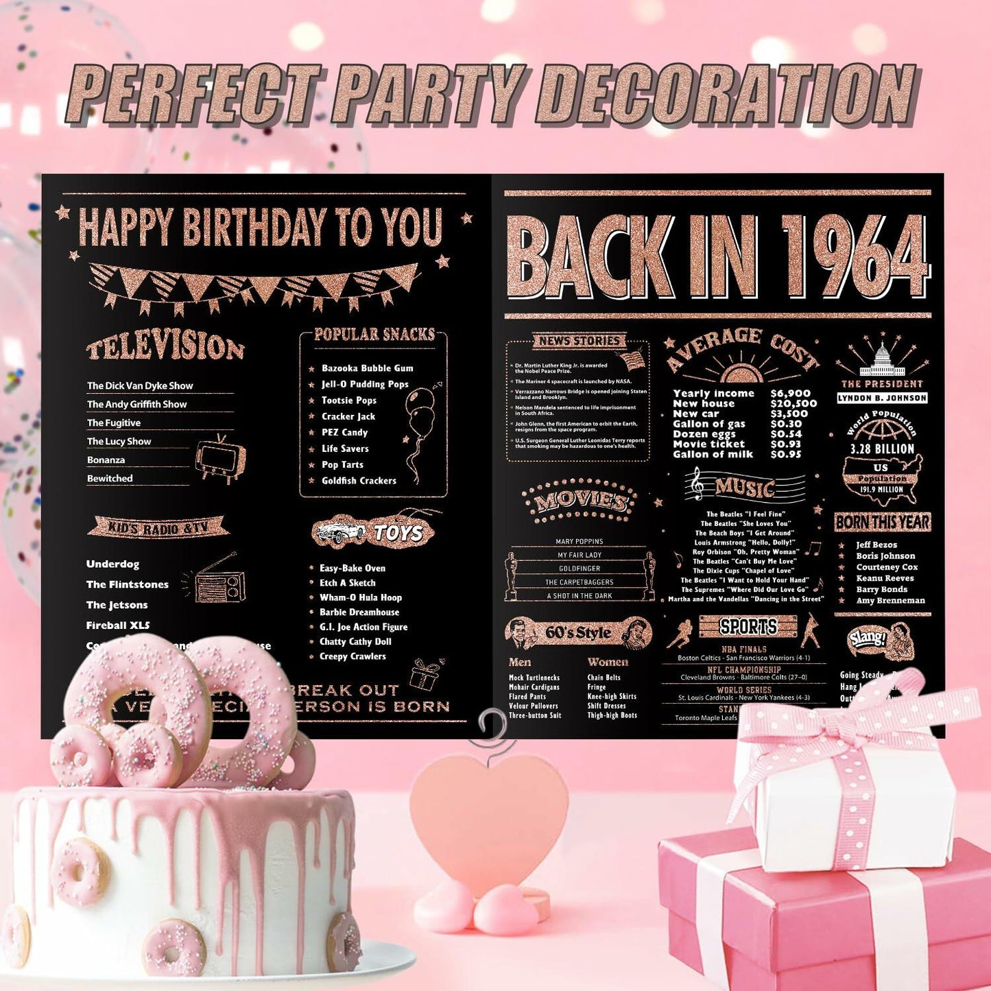 InstaDecor 60th Birthday Card for Women Jumbo 8x10 Inch Rose Gold