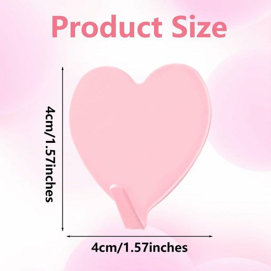 COMNICO 6 Pack Heart Shaped Stainless Steel Adhesive Hooks Silver