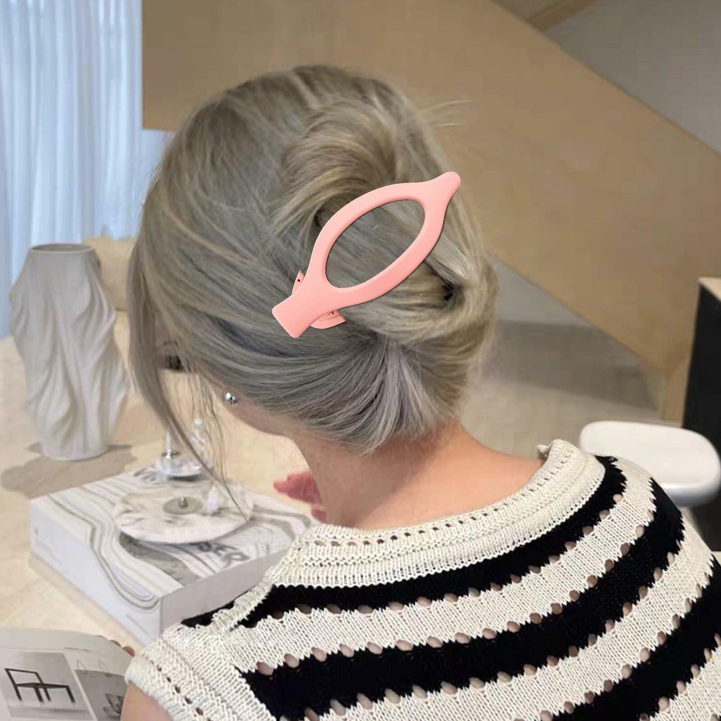Velscrun Alligator Hair Clips Large Matte Pink 4Pcs Thick Thin Hair