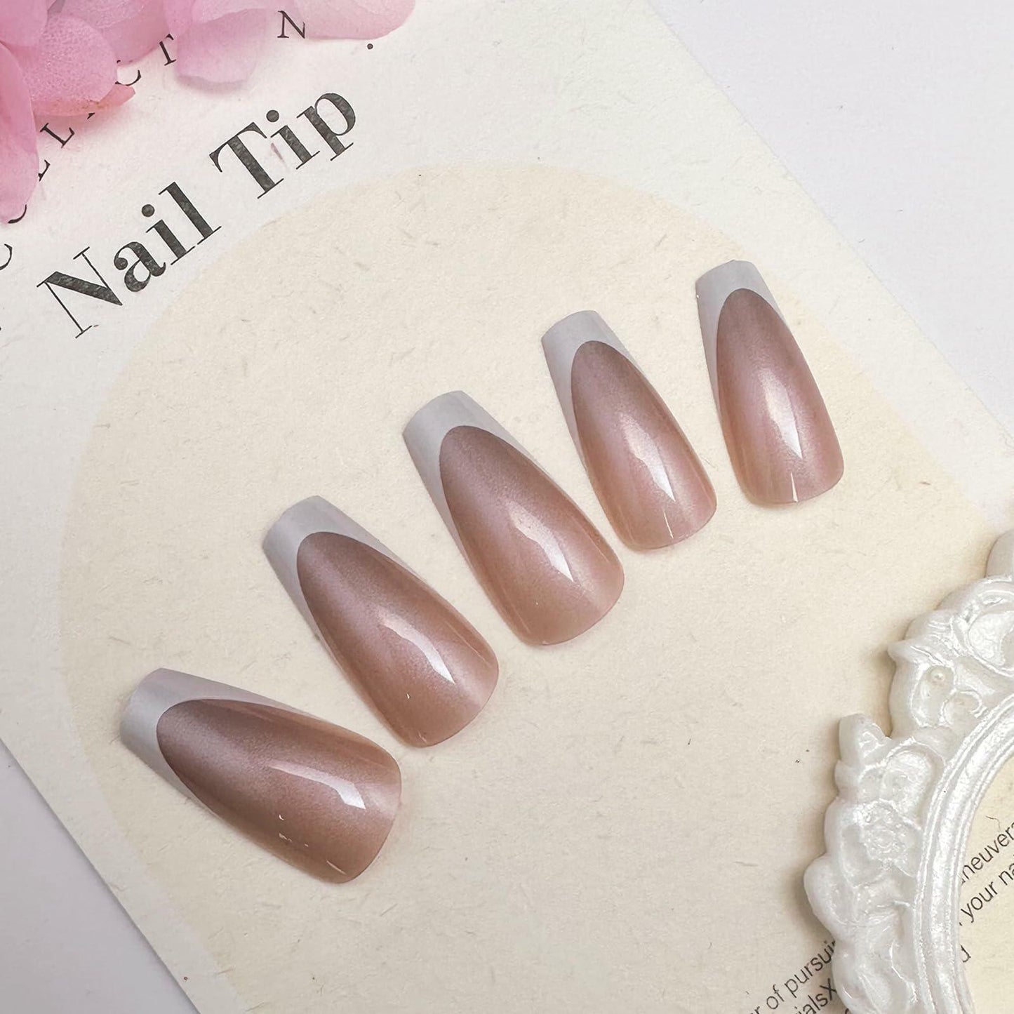 Pink Ombre Medium Coffin Press On Nails 24Pcs Glossy Gradient Acrylic