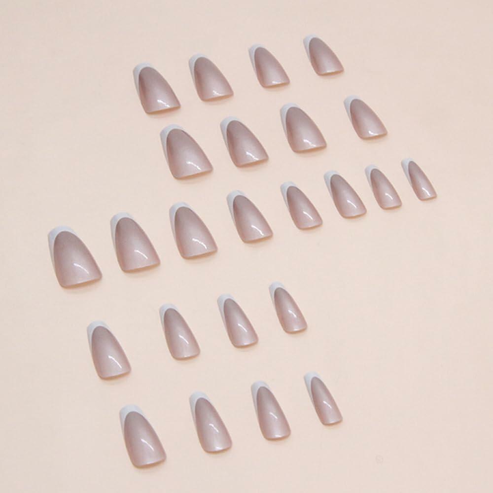 Pink Ombre Medium Coffin Press On Nails 24Pcs Glossy Gradient Acrylic