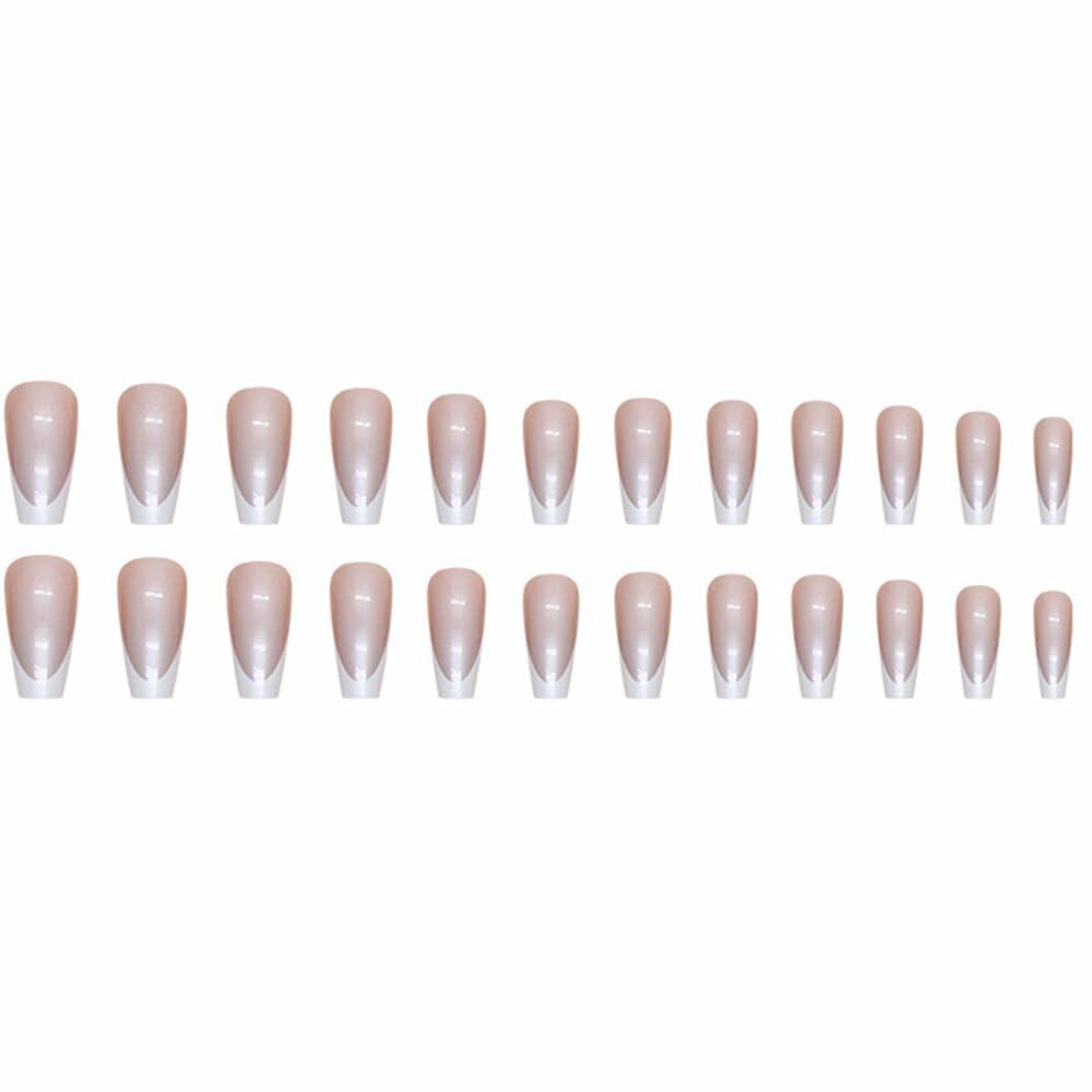 Pink Ombre Medium Coffin Press On Nails 24Pcs Glossy Gradient Acrylic