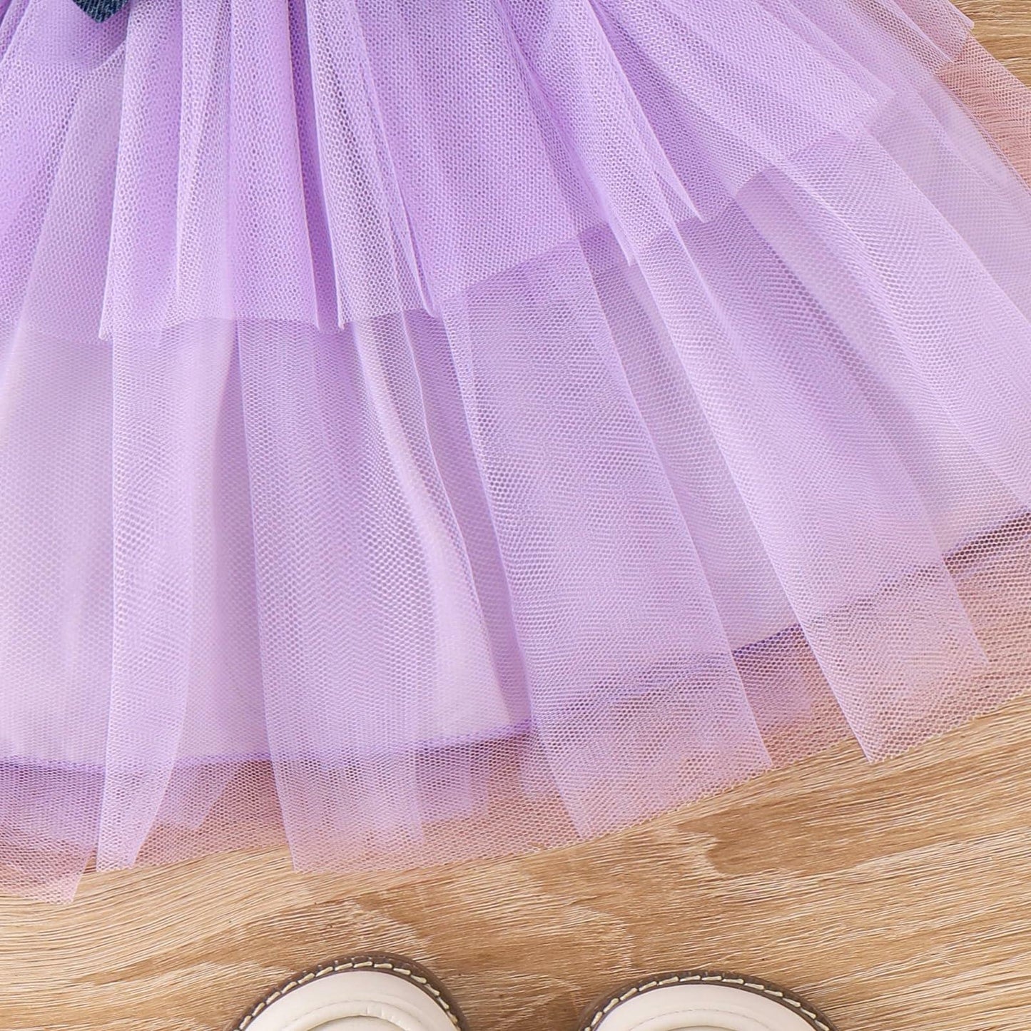 FOCICI Baby Girls Tulle Dress Denim Jacket Headband 3PC Set Purple Size 18-24M