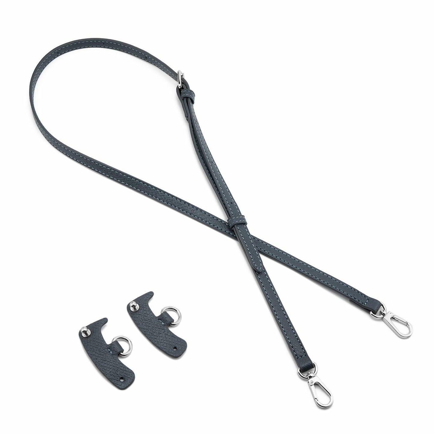Adjustable Replacement Shoulder Strap for Longchamp Mini Pouch Grey Silver