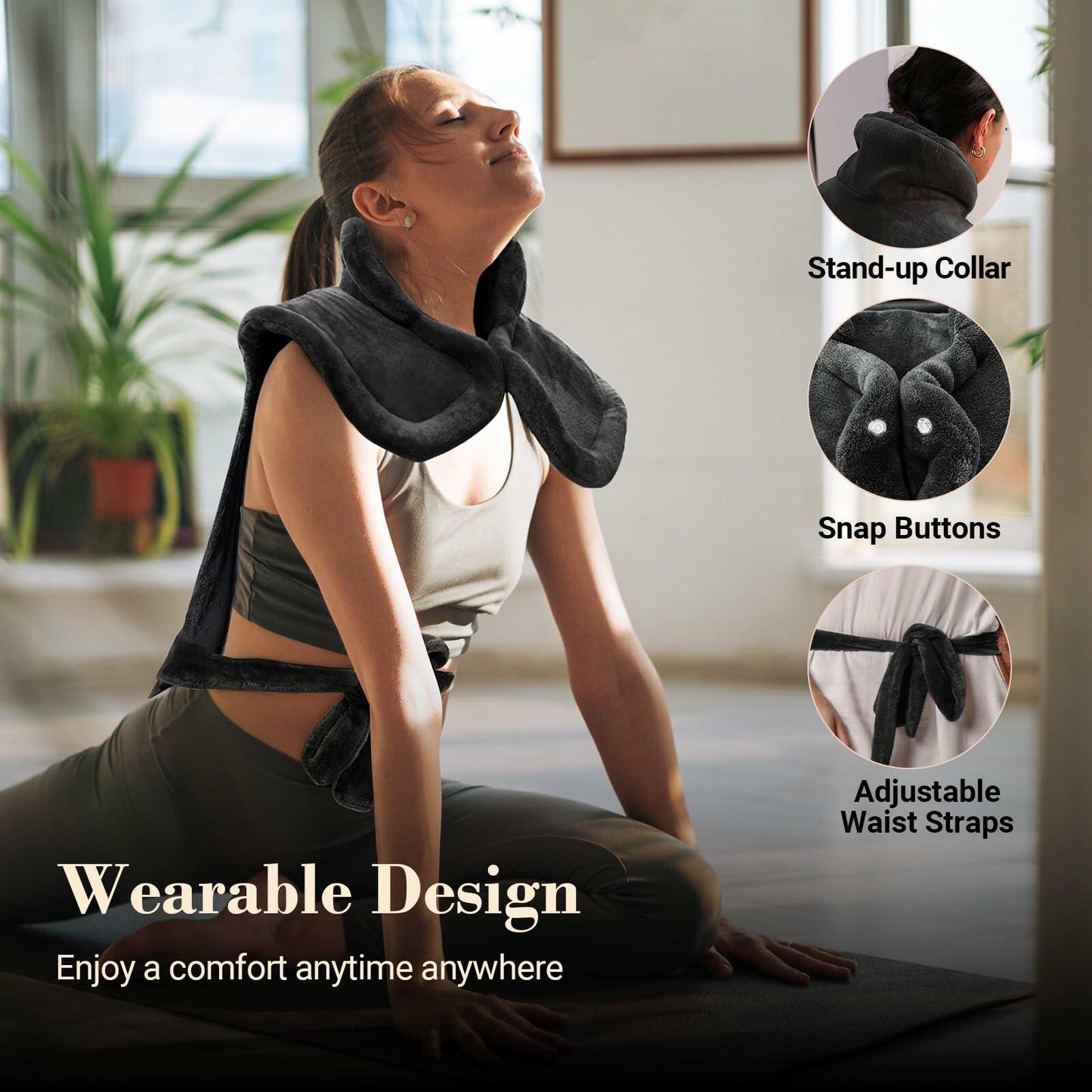 COMFIER Large Heating Pad for Back Neck Shoulder Auto Shut Off Black