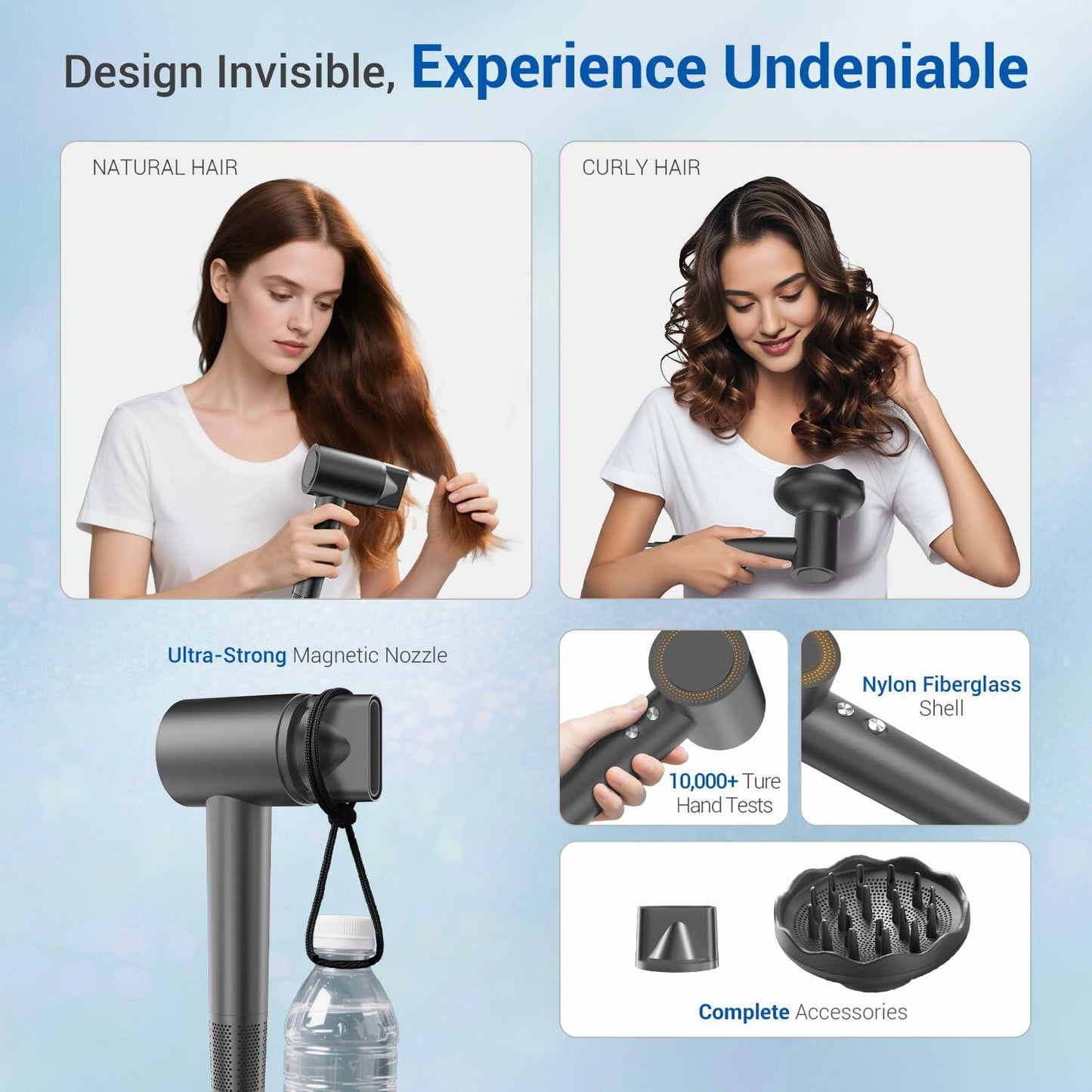 Hair Dryer 1400W 110K RPM Lightweight Smart Thermo Control Darkgray