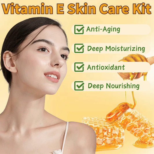 6PCS Skin Care Set Vitamin E Antioxidant Hydrating Kit for Women with Lip Balm