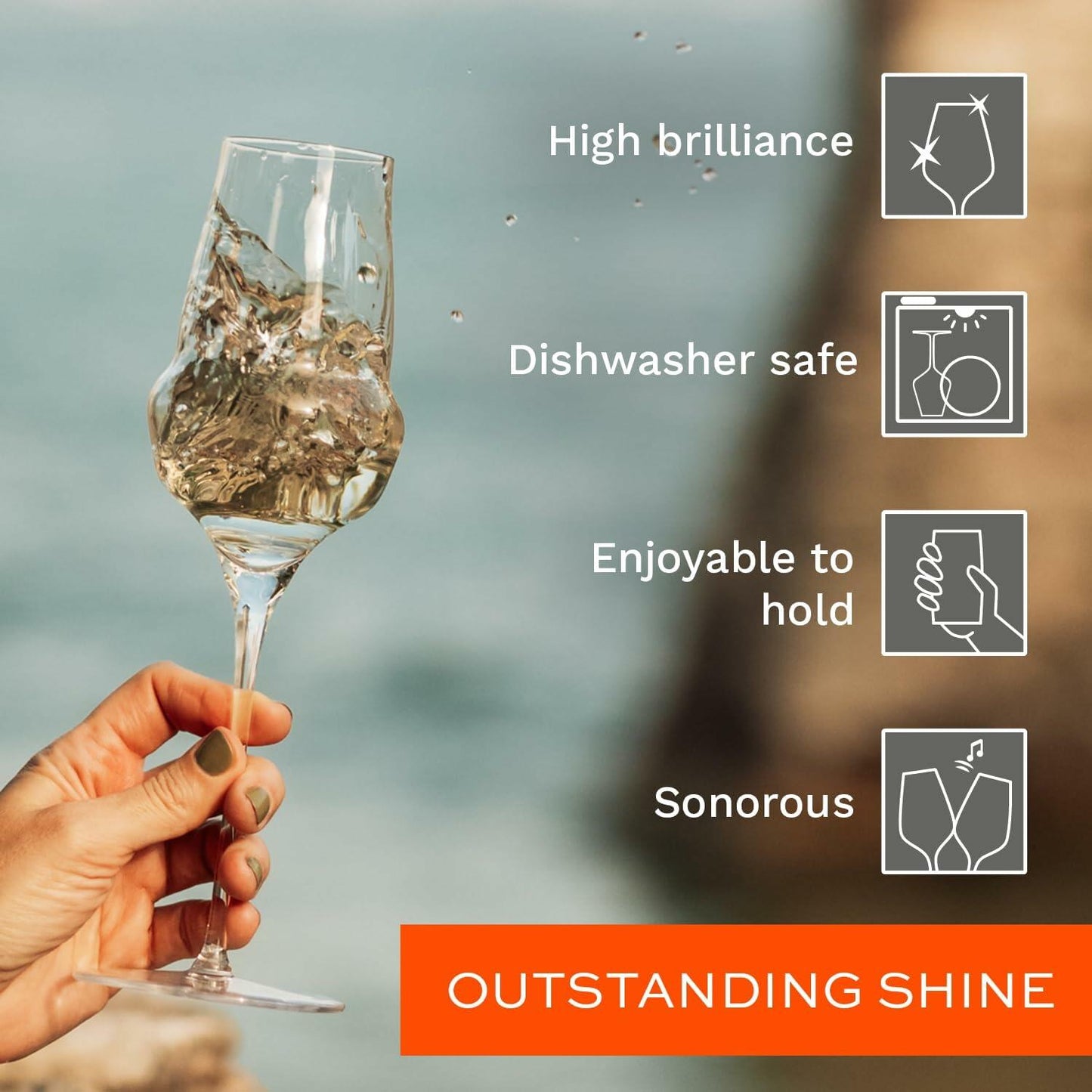 Stölzle Lausitz Cocoon White Wine Glass Set of 6 16.5oz Crystal Clear