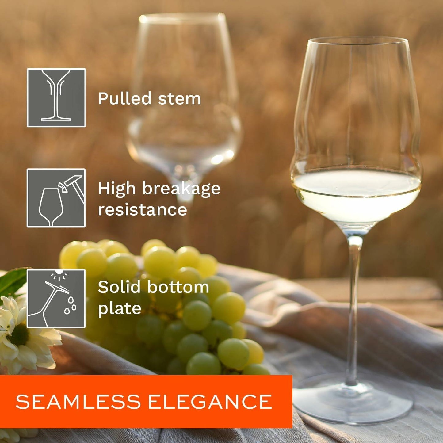 Stölzle Lausitz Cocoon White Wine Glass Set of 6 16.5oz Crystal Clear