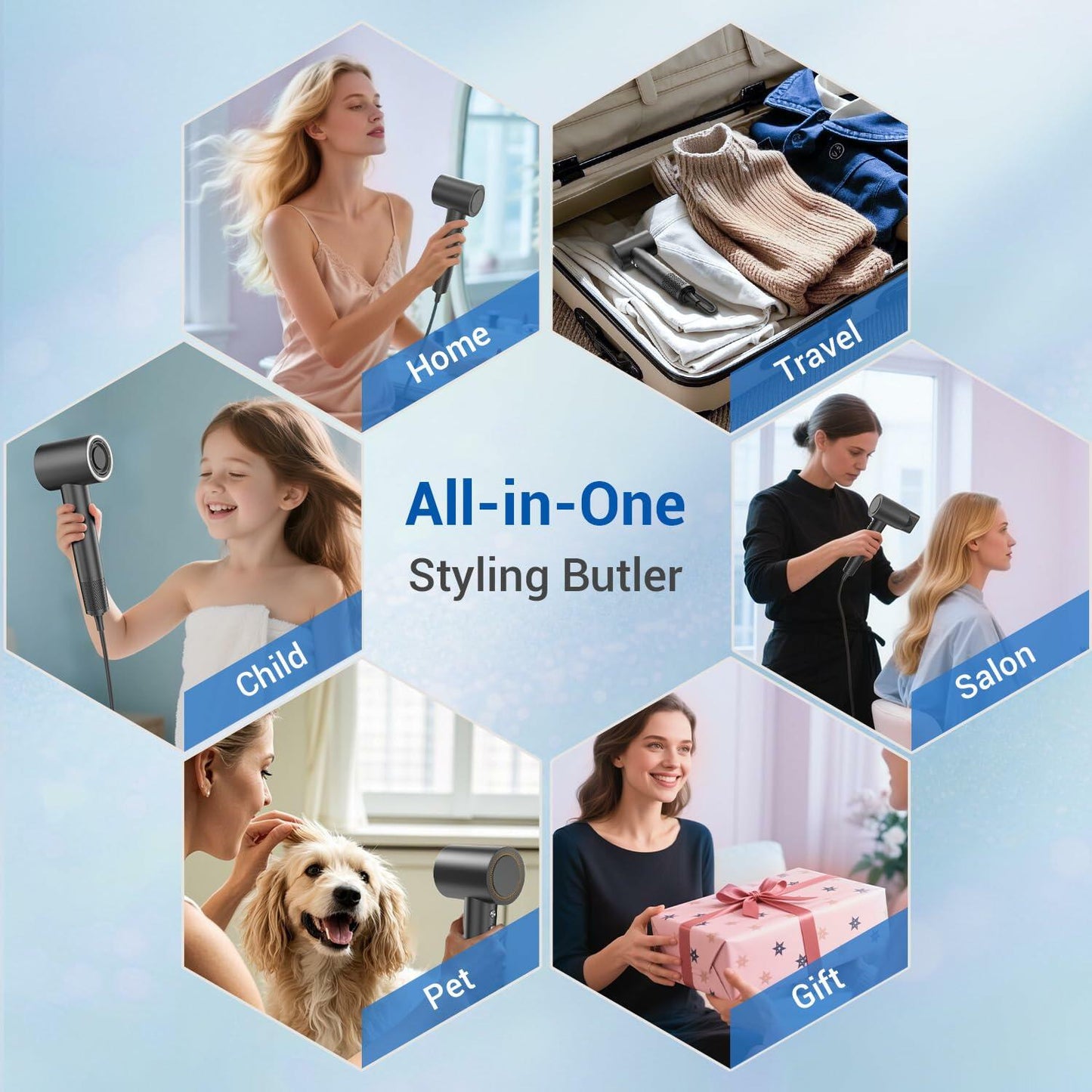 Hair Dryer 1400W 110K RPM Lightweight Smart Thermo Control Darkgray