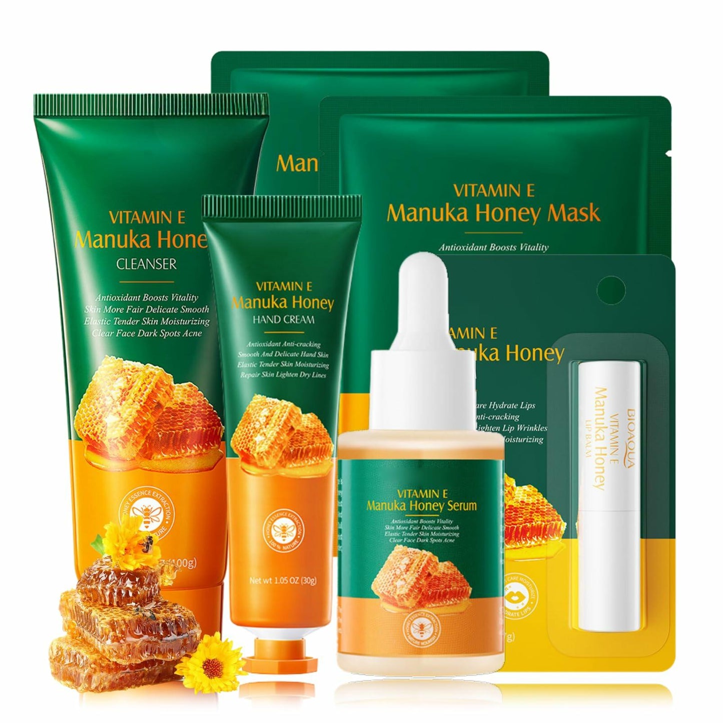 6PCS Skin Care Set Vitamin E Antioxidant Hydrating Kit for Women with Lip Balm