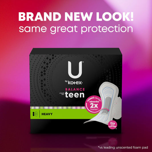 U by Kotex Balance Teen Ultra Thin Pads Heavy Absorbency 28 Count
