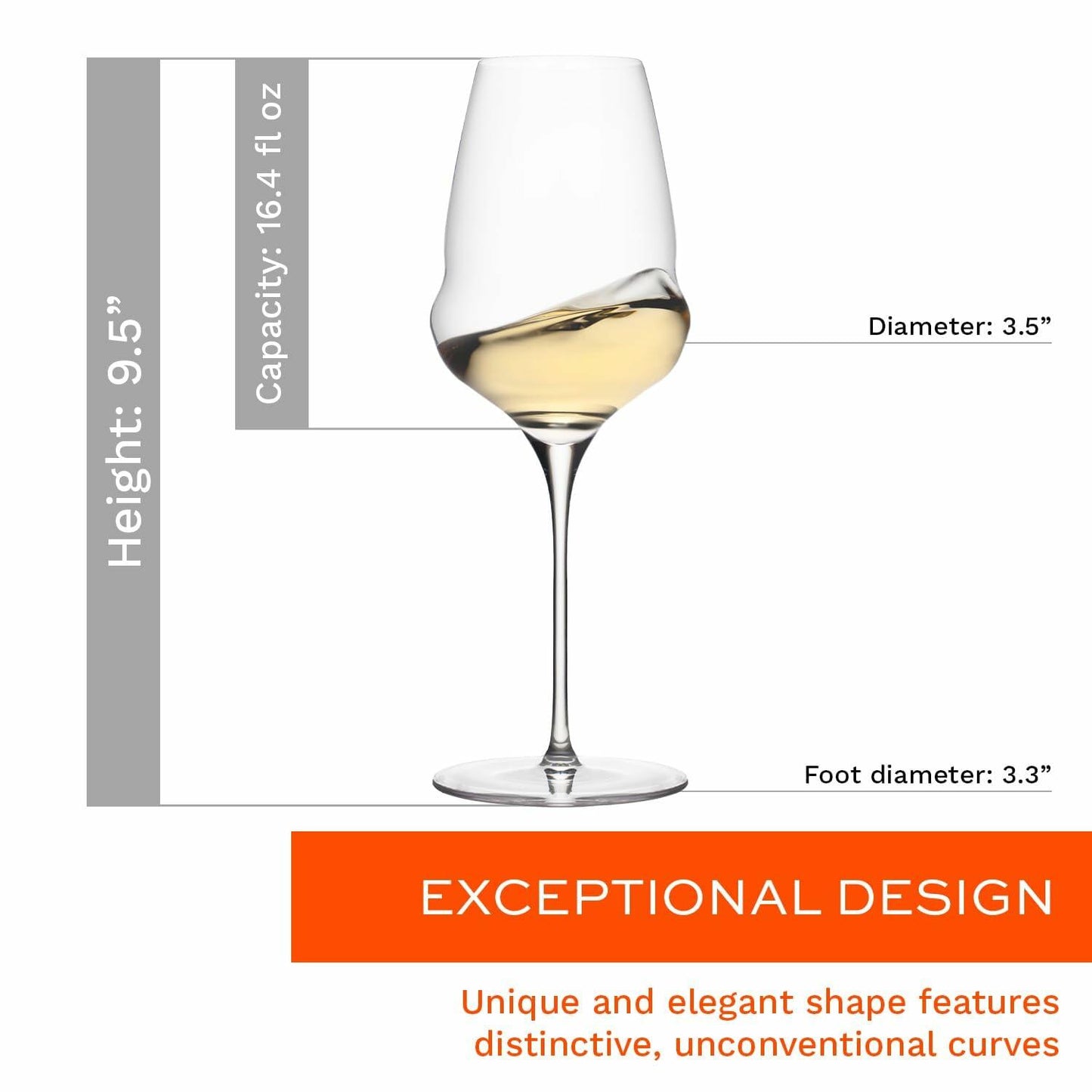 Stölzle Lausitz Cocoon White Wine Glass Set of 6 16.5oz Crystal Clear